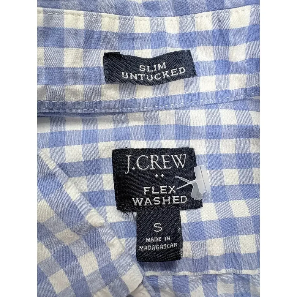 J.Crew Flex Washed Slim Untucked Button-Down Shirt  Periwinkle Gingham Preppy S